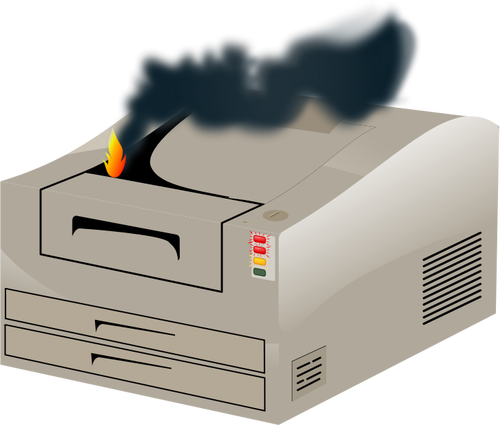 Vektorbild av laserskrivare i brand