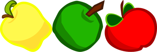 Eine gelbe, grÃ¼ne und rote Apfel-Vektor-Bild