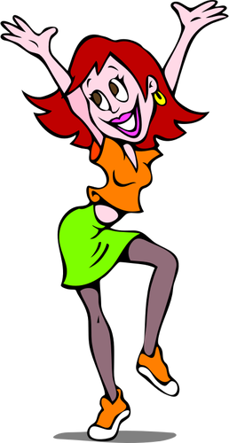 Immagine vettoriale danzante di ragazza dai capelli rossi