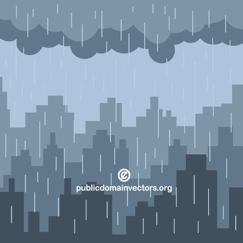 Regen Sie in der Stadt-Vektor-illustration