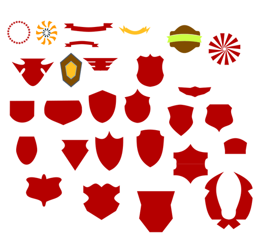 Vector graphics of random collection of non-specific emblems and logos