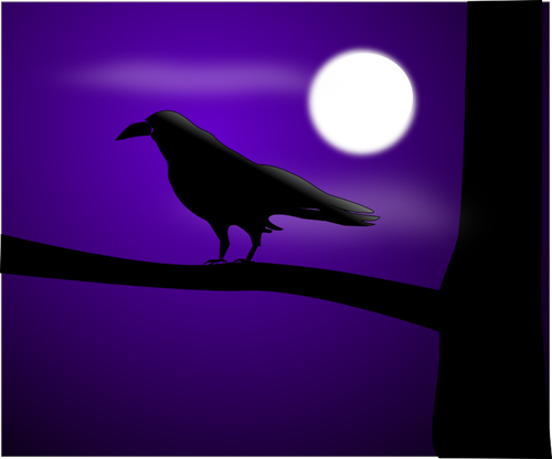 Raven em ilustraÃ§Ã£o vetorial de lua cheia