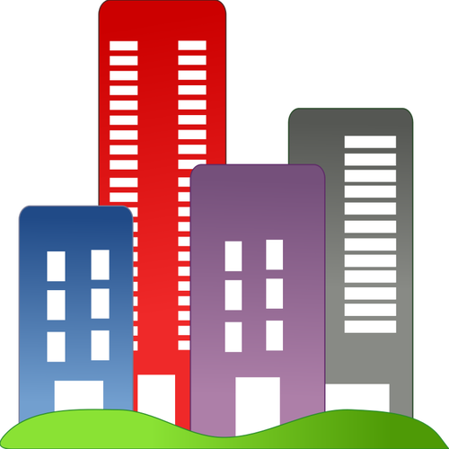 Vektorgrafik av fastigheter fÃ¤rgglada byggnader