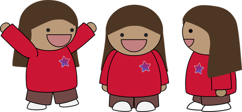 Vector image of excited three girls