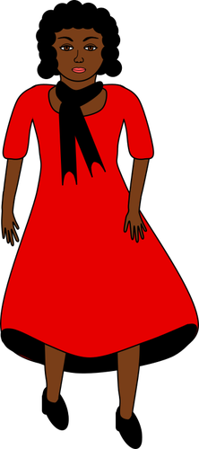 Afro-American signora in vestito rosso