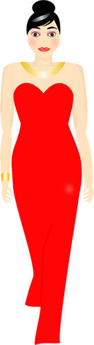 IlustraÃ§Ã£o em vetor de senhora de vestido vermelho longo