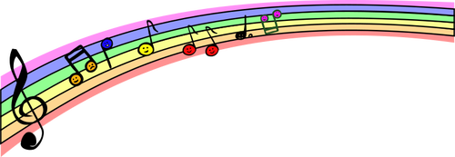 Graphiques vectoriels de notes de musique arc-en-ciel