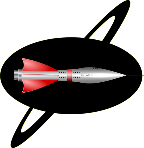 50s stijl raket schip vector kleurenafbeelding
