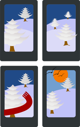 GrÃ¡ficos vectoriales del idilio de invierno en cuatro cartas