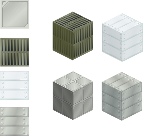 Vector Illustrasjon av metallisk fliser og bokser