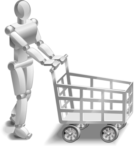 Roboter mit einem shopping Trolley-Vektor-Bild