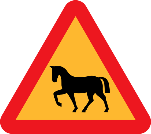 Cal pe drumul trafic semn vector imagine