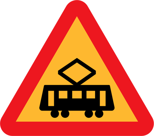 Drumul simbol pentru tramvai traversÃ¢nd graficÄƒ vectorialÄƒ