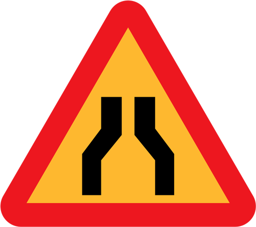 Road vernauwt aan beide zijden vector teken
