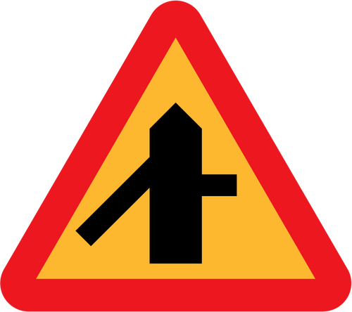 Intersezione laterale traffico bivio vettoriale segno