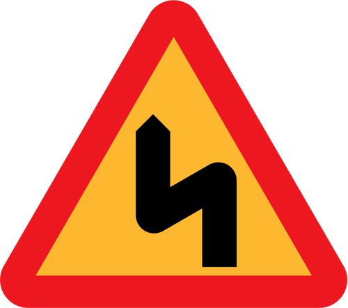 Dupla curvatura estrada sinal vector