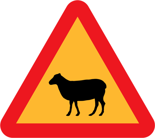Grafika wektorowa owiec ruchu znak ostrzeÅ¼enie