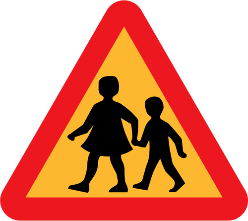 Dzieci przekraczania drogi wektor znak