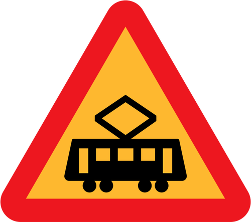 Tram kruising vooruit vector van verkeersbord