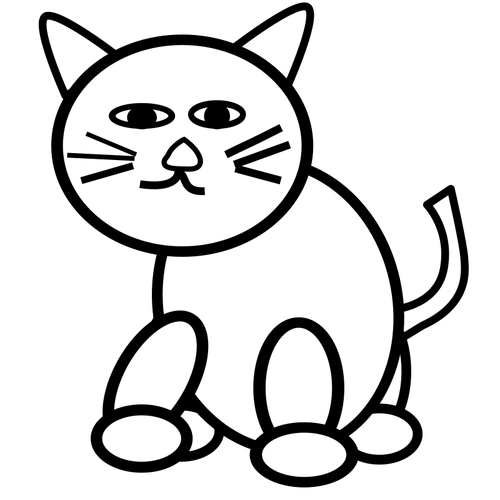 VektÃ¶r kÃ¼Ã§Ã¼k resim, siyah beyaz Ã§izgi film yavru kedi
