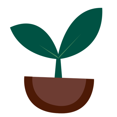 Vector image of small green plant sprouts from the ground