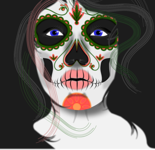 Dibujo de mujer con la cara pintada mÃ¡scara vectorial