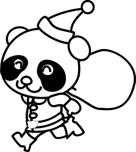 Santa Panda kolorowanie ksiÄ…Å¼ki grafika wektorowa