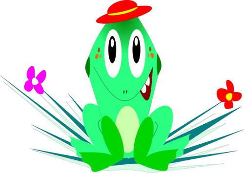 Afbeeldingen van groene lachende cartoon kikker