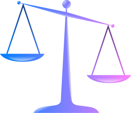Vektorgrafik blau und lila Waage der Gerechtigkeit