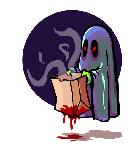 Scary Ghost holding Tasche Vektor-Bild