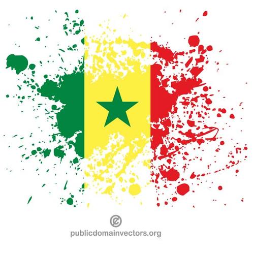 Flaga Senegalu w atrament Bryzganie ksztaÅ‚t