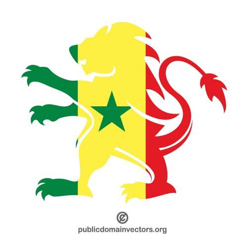 Flaga Senegalu wewnÄ…trz ksztaÅ‚t lew