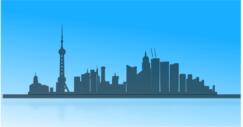 Shanghai city skyline contorno vector de la imagen