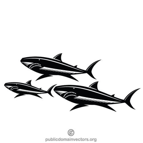 Imagen monocroma de tiburones