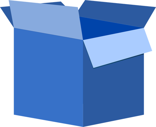 Vector illustration of blue cardboard box open