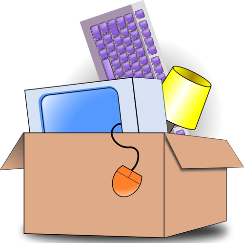 Vector illustration of box filed with household item