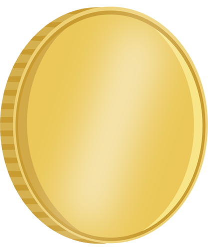 Vector de dibujo de cuarto brillante convertido a moneda de oro con la reflexiÃ³n
