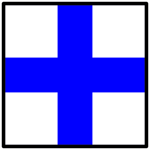 Blauwe en witte signaal vlag