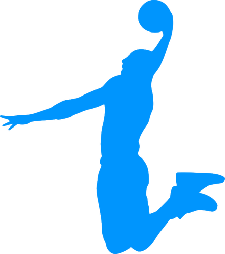 Basketbol oyuncu mavi siluet