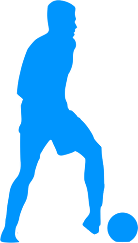 Voetbal speler blauwe silhouet glinsterende clip art