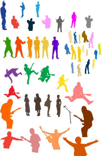 Silhouet vector illustraties van muziek artiesten