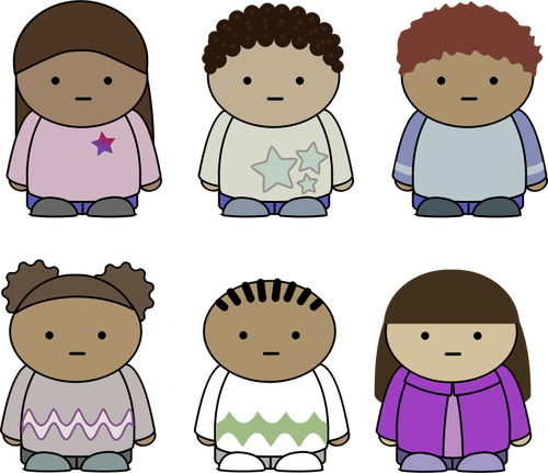 Imagem vetorial de seleÃ§Ã£o de personagens de crianÃ§as de escola
