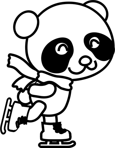 Vektor illustration av skridskoÃ¥kning panda fÃ¤rg sida