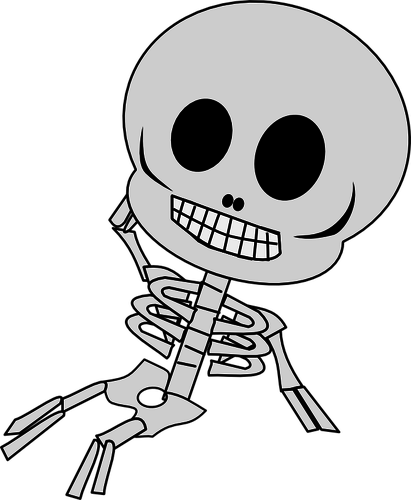 Vector drawing of reclining skeleton