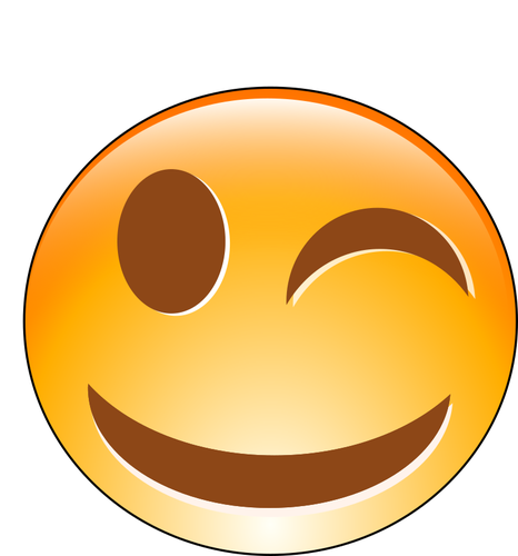 Vektor-Illustration von winken lÃ¤chelnd orange emoticon