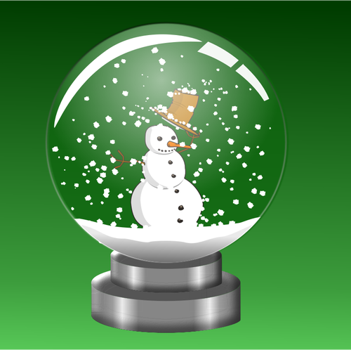 MuÃ±eco de nieve en la ilustraciÃ³n del vector de bola de cristal