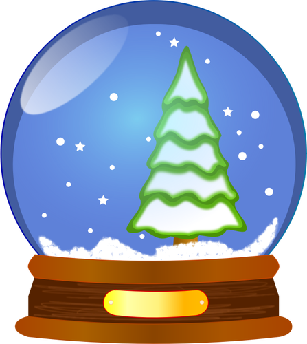 Schneekugel mit Weihnachtsbaum-Vektor-ClipArts
