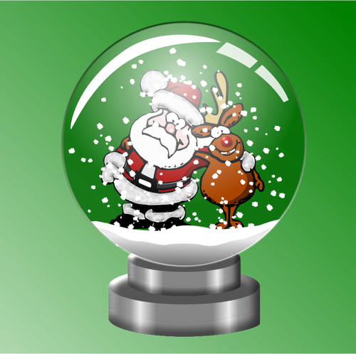 Santa a raindeer v snow globe vektorovÃ© ilustrace