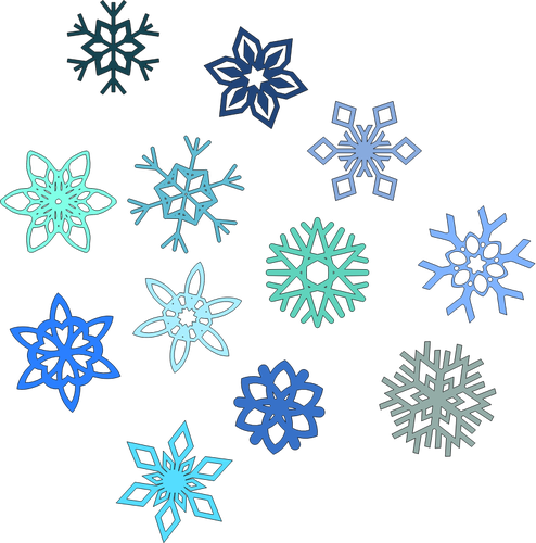IlustraciÃ³n vectorial de selecciÃ³n de los copos de nieve
