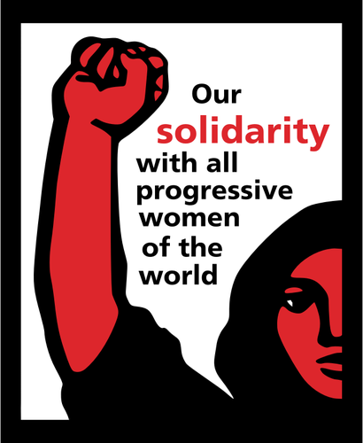 SolidarietÃ  con tutte le donne progressiva del mondo poster vettoriale ClipArt